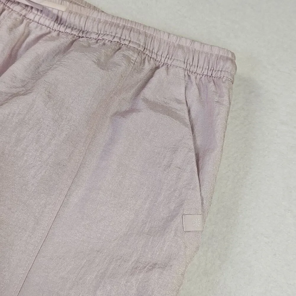 Athleta Girl Daybreak Jogger XL 14 Pink Athleisure Mesh Lined Crinkle Nylon Pant